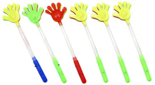 ABOOFAN 6 Aplausos de Mano Luminosos de Plástico 3 Pilas Botón para Animar Eventos Deportivos y Fiestas, Diseño Brillante para Diversión Color Aleatorio