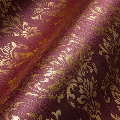 A.S. Création Architects Paper Textiltapete Metallic Silk Tapete mit Ornamenten barock 10,05 m x 0,53 m metallic rot Made in Germany 306596 30659-6