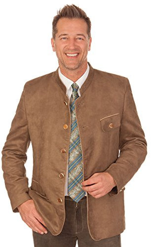Trachten Herren Sakko - Velour/Stehkragen - braun, Größe 52