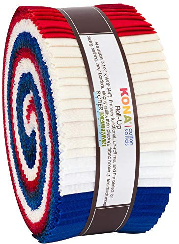 Robert Kaufman RU-779-40 Kona Baumwoll-Stoffstreifen, patriotisch, aufrollbar, 6,4 cm, vorgeschnittene Baumwoll-Stoffstreifen, Jelly Roll