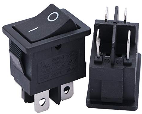 mxuteuk 5 pezzi interruttori a bilanciere marini incorporati alimentatore a levetta interruttore DPST a 4 pin AC 250V 6A 125V 10A, utilizzato per elettrodomestici automobilistici e marini MXU1-4-201
