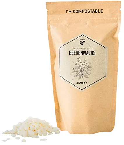 beegut Beerenwachs/Japanwachs (rhus verniciflua cera), vegane Bienenwachs-Alternative, pflanzliches Wachs für eigene Naturkosmetik, 200g
