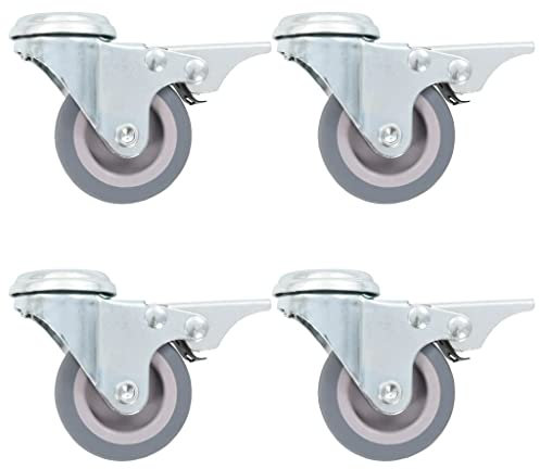 vidaXL 24x Lenkrolle mit Bolzenloch Bremsen Transportrollen Laufrollen Möbelrollen Bockrollen Schwerlastrollen Gummirollen Rolle 50 mm Tragkraft 140 kg