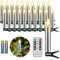 FREEPOWER 20er Silber LED Kerzen Weihnachtskerzen Kabellos mit Fernbedienung Timer Flackern Warmweiß Weihnachtsbaumkerzen Wasserdicht für Außen Innen Weihnachten Beleuchtung（mit 20 Batterien）