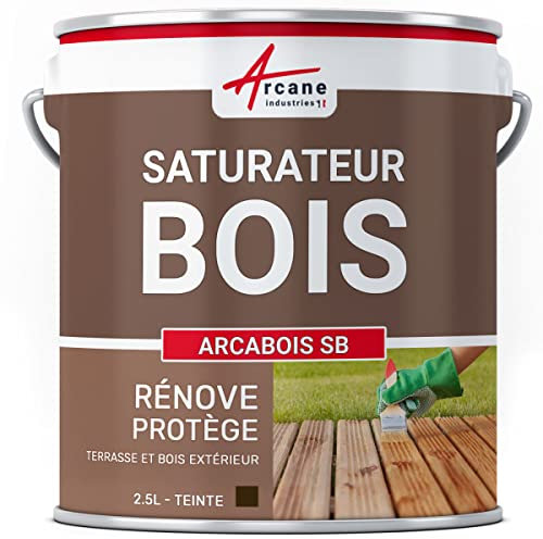Saturateur, bois, pour terrasse, bardage, extérieur : Arcabois SB - 2.5 L (jusqu'à 12.5 m²) Chêne Foncé - Teinte Marron - ARCANE INDUSTRIES