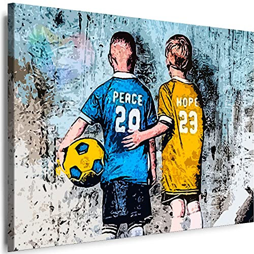 Myartstyle - Bilder Banksy Mädchen und Junge Graffiti Street Art 150 x 100 cm Leinwandbilder Xxl - 1 Teilige Wandbilder Kunstdrucke w-a-2040-96