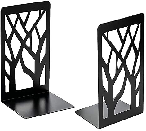1 Paires Serre-Livre en Métal pour Livres, MSDADA Anti-Rayures Porte-Livres pour Bureau, Ecole et Maison, Séparateurs de Livres, CD, Porte-Dossier pour Bureaux(Noir)