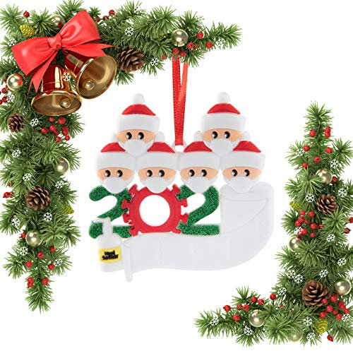 Personalisierter Familiennamen Weihnachtsbaumschmuck Weihnachtsbaumschmuck Personalisierte Quarantäne 2020 Weihnachtsschmuck-Kit (Familie von 6)