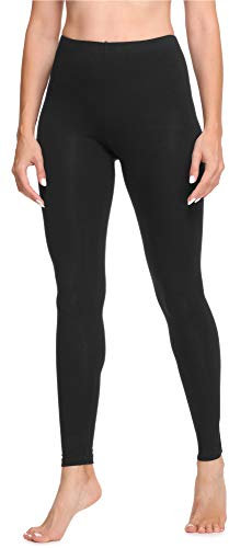 Ladeheid Leggings Damen aus Baumwolle Bequeme und Lange Leggins für Frauen für Frühling Sommer Herbst Winter Saison LA40-133 (Schwarz, 4XL)