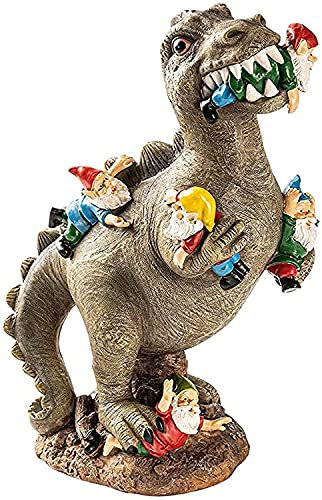 SHIJIAN Garten-Dinosaurier-Zwerge, essende Zwerge, Gartenstatue, Kunstdekorationen, Jurassic-Dinosaurier-Ess-Zwerge, Gartenkunst, Outdoor, für Herbst, Winter, Gartendekoration (Dinosaurier (L))