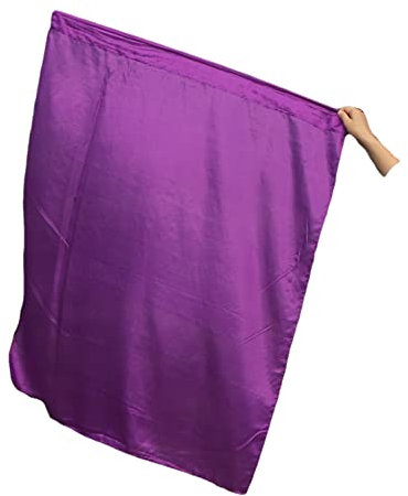 Bandera de Seda para Danza, Banderín Fluido, 103cm, Pintado a Mano, Baile Tribal, Fusión, Flow Arts, Expresión Artística, Incluye Vara Flexible (morado)
