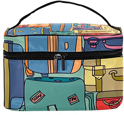 Vintage Reisekoffer Reise Make-up Tasche Große Kosmetiktasche Make-up Tasche Organizer Reißverschluss Kulturtaschen für Frauen Mädchen