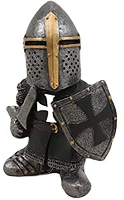 XIUNIA Ritter Zwerggarde Mittelalter Kreuzritter Ritter Set Statue Miniatur Europäische Ritter Skulptur Hof gepanzerte Zwergstatue Kunst Dekoration