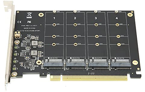 Carte Riser Pcie vers Nvme, 4 Baies M.2 M Key Type Ssd vers Pciex16 Riser Card Splitting Array Array Card Expansion Card Expansion Card(ph44)