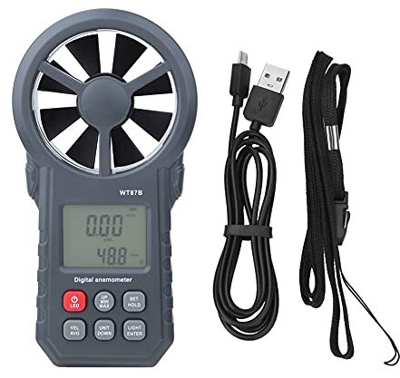 Digitales Anemometer, Digitales Windgeschwindigkeits-Anemometer WT87B Handheld Tragbares USB Bluetooth Digitales Anemometer zum Messen der Windgeschwindigkeitstemperatur Wind Chill mit Hintergrundbele