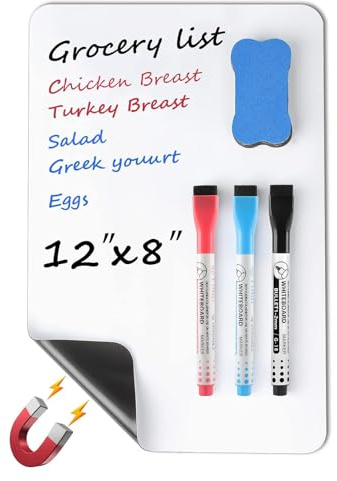 MaxGear Magnetic Dry Erase Board for Fridge, 12 x 8 Inch, Markers Included