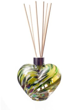 Glass Reed Diffuser Heart - Green & White