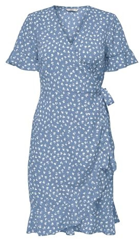 Only Femme Onlolivia S/S Wrap Dress Wvn Noos Robe, Allure/ W.fiona Ditsy, 42 EU
