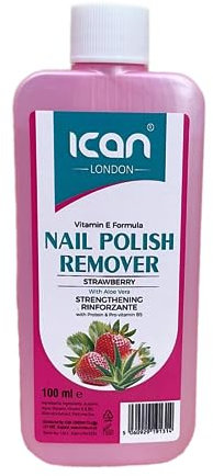 ican London Strawberry Vitamin E Formula Nail Polish Remover 100ml