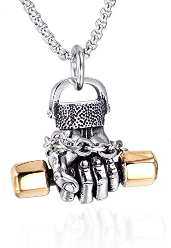 Fitness Faust Hantel Männer Halsketten Anhänger Punk Kette für Freund Titan Stahl Hip Hop Party Schmuck Kreativität Geschenk