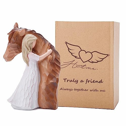 Horses Keepsake Gifts for Women Girls Horse Lovers Truly a Friend Friendship Figurine, Quiet Strength Figurine, Sculpted Hand-Painted Figure Gifts for Moms Gift for Mother's Day Birthday Gifts