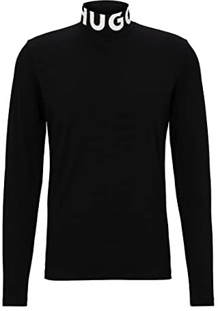 HUGO Mens Dardini233 Slim-fit T-Shirt with Branded Stand Collar Black