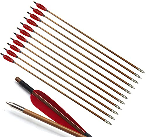 Lamehfyo 6 Stück Bogenschießen Bambuspfeile 33 Zoll Traditionelle Bambuspfeile Jagdpfeile Bambuspfeilschaft Handgefertigt für Langbogen und Recurvebogen (7mm)