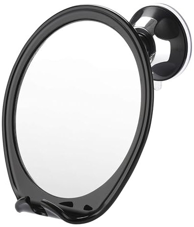 TranquilBeauty Fogless Mirror for Shower Bathroom with Suction Cup - Portable Face Mirror for Shaving, Makeup, Toothbrushing, Travel - Adjustable, Anti-Fog Technology - 17x18x9 cm, Modern Black