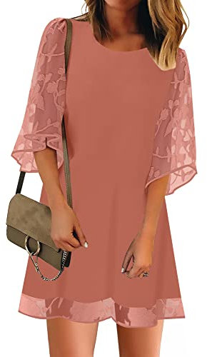 Roskiky Boho Kleid T Shirt Kleid Kurz Damen Business Kleider Damen Rosa Kleid Damen Kleider In Übergrößen Für Frauen Canyon Rose XL