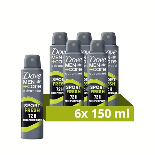 Dove Men+Care Advanced Sport Fresh Anti-Transpirant Deo Aerosol Deospray mit Triple Action Technologie für 72h Schweiß- & Geruchsschutz, 6 x 150 ml
