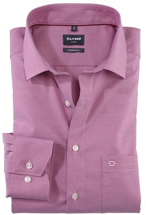 OLYMP Herren Businesshemd Langarm Luxor,Einfarbig,modern fit,Global Kent,Granat 86,37