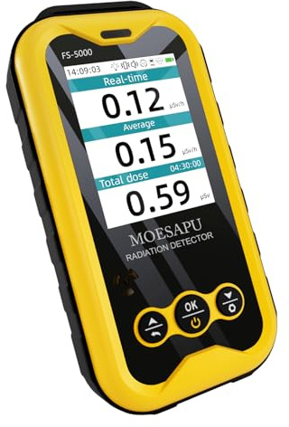 MOESAPU Geigerzähler Nuklearstrahlungsdetektor mit LCD-Display Strahlungsdosimeter, tragbares Handgerät, Beta-Gamma-Röntgenstrahlung, wiederaufladbar, 5 Dosierungseinheiten geschaltet