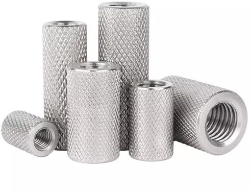 Lot de 6 écrous moletés ronds M8 x 20 mm en acier inoxydable - Écrou rond - Entretoises - Filetage intérieur des deux côtés - Manchons filetés - Diamètre : 14 mm