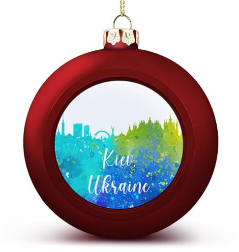 Bunte Städte Landschaft Weihnachtskugeln Ornamente Weihnachten Ukraine Kiew Skyline Hängende Kugel Deko für Weihnachtsbäume, Feiertagsparty Neujahr Geschenk