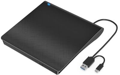 LMEN Lector CD DVD Externo Unidad Reproductor CD -R/RW Grabadora CD Externa con USB 3.0 y Type-C, Disquetera Externa USB para Portatil/PC/Samsung/ASUS/Windows 11/10/8/XP/Vista/Linux/Mac OS Negro