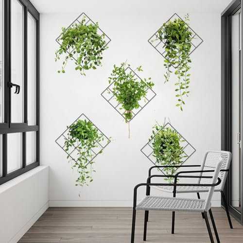 Traziewell Wall Stickers & Murals Tropical Leaves Wall Decals Hanging Vines Green Plants Wall Sticker Living Room Bedroom Office Wall Decor 0412