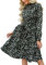 CUPSHE Women Midi Dress A-Line Flowy Swing Lights Speckled Print Long Sleeve High Neck Ruffle Fall Casual Party Cocktail Dress Green M