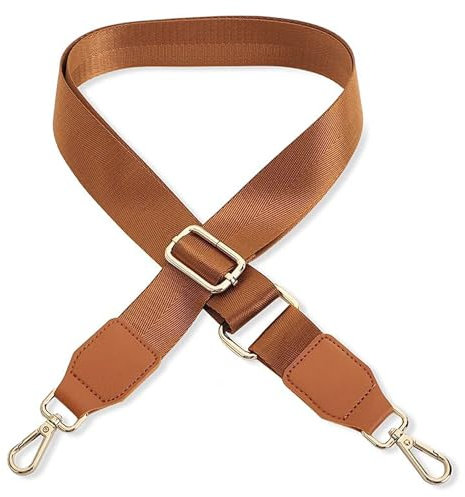 Schultergurt für Handtasche Laptoptasche - Braun [Metallfarbe: Gold] - Länge verstellbar 89-142 cm - Breite 3,8 cm - Ersatz Gurt Band Schulterriemen Strap Umhängegurt für Laptoptasche