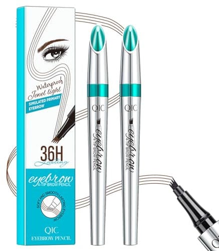 LINXINS Microblading Eyebrow Pen Waterproof Eyebrow Pencil with 4 Micro-Fork Tip,(2 Pcs Red Brown) Pencil Lasting Eyebrow Pen and Smudgeproof Brow Pen for 3D Natural Looking