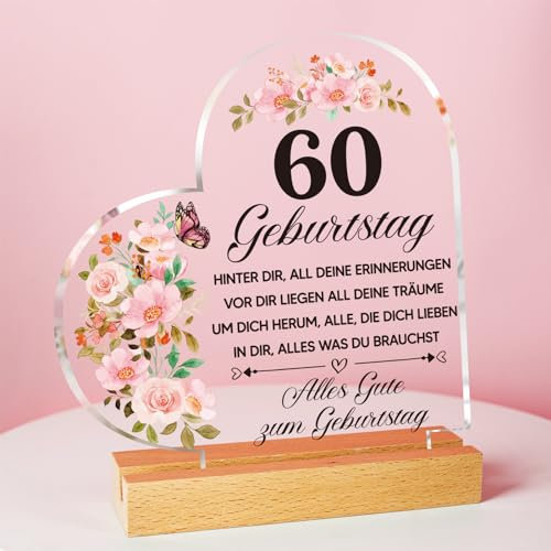 60 Geburtstag Frau - 1965 Acryl Plakette Mit Inspirierender Gravur, Geschenke Zum 60 Geburtstag Frau, 60 Geburtstag Frau Geschenk, Deko Zum 60. Geburtstag für Mama Ehefrau Schwester Freundin Andenken