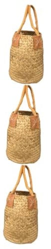 Cabilock 3st Geflochtener Blumentopf Hängende Blumentöpfe Rattan Pflanzgefäß Für Den Innenbereich Geflochtener Blumenkorb Geflochtener Aufbewahrungskorb Vase Blumenkasten Hölzern Pflanze