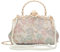 YeBon Sac de soirée rétro en jacquard brodé de style chinois avec chaîne pour femme, Fleur rose dorée, M