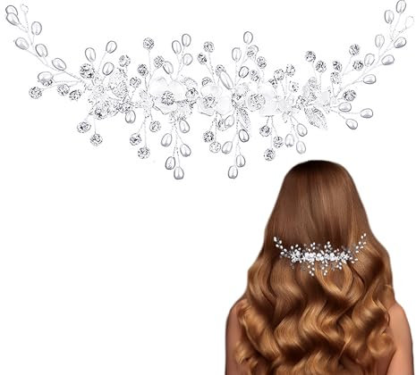 1 Stück Braut-Haarschmuck, Perlen-Haarschmuck für Frauen, Brautjungfern-Haarschmuck, Haarranken-Kristall-Accessoires, Modeaccessoires(Silber)