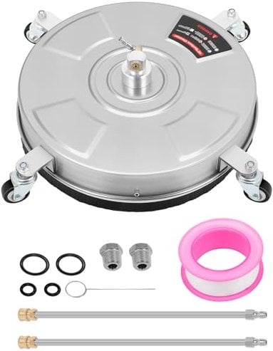 FAHKNS 18 Pressure Washer Surface Cleaner for Driveway, Patios, Decks, Sidewalks Surface Cleaner Attachment Concrete Cleaner 1/4 Quick Connector, 2 Extension Wand Attachments, 4000 Psi