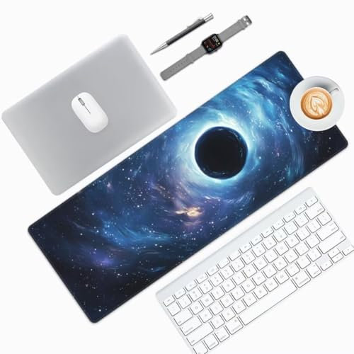 Tapis de Souris XXL 800x400 mm Tapis de Souris Galaxie sous Main Bureau, Tapis de Souris Trou Noir Mouse Pad, Tapis Souris Gamer XXL, Imperméable, Base Antidérapant, pour Maison/Bureau/Gamer -715HDM