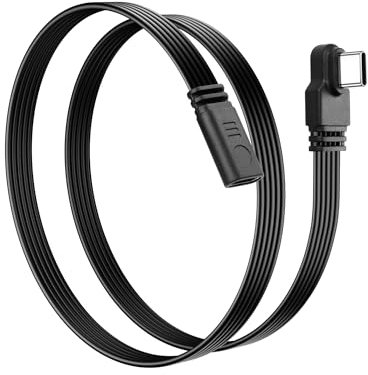 SinLoon USB C 2.0 Extension Cable Type-C Flat Silicone Cable Type C 90° Elbow Male to Female Data Cord, efficient charging and data transfer for Mobile Phones, Power Banks, and Laptops (U-F)