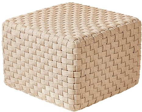 Beliani Outdoor Pouf Kunststoff beige 50 x 50 cm quadratisch handgewebt für Garten Nalli