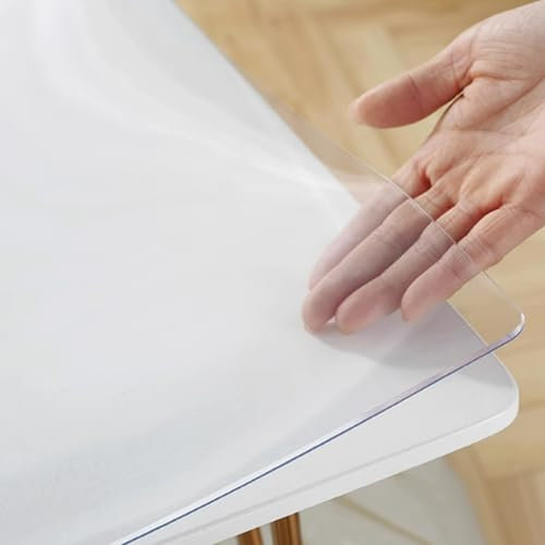 Kefu01 Mantel de PVC 1.5mm, Tablero de Cristal Transparente, Protector de Mesa Impermeable y a Prueba de Aceite, Rectangular para Cocina Casera (70x120cm/28x47in)
