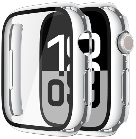 Piuellia Paquete de 2 fundas protectoras rígidas compatibles con Apple Watch Series 11 Series 10 de 42 mm, anticaídas, cobertura completa, ultrafina, cubierta de policarbonato para iWatch, 1 plateado