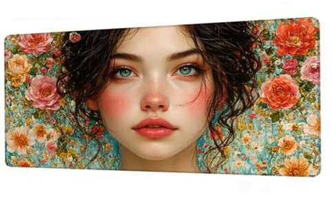 Gaming Mauspad XXL 800x400mm,Mauspad Blume Schreibtischunterlage,Wasserdicht Mousepad Frau Mouse pad mit Rutschfeste Gummibasis,Verbessert Präzision und Geschwindigkeit,Gaming Zubehör,Geschenke BJ-896